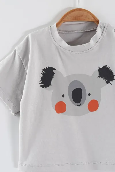 Antrasit (6-24 Ay) Koala Baskılı Erkek Bebek Yazlık Takım 467674