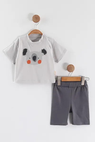 Antrasit (6-24 Ay) Koala Baskılı Erkek Bebek Yazlık Takım 467674