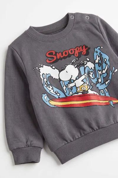Antrasit (6-24 Ay) Snoopy Baskılı 2 İp Erkek Bebek Takım 480131