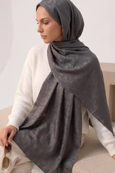 Antrasit 70x180 Cm Infinity Premium Pamuk Jakar Şal 481968