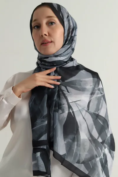 Antrasit 75x180 Cm Our Fashion Dijital Baskılı Desenli Nova Şal 396807