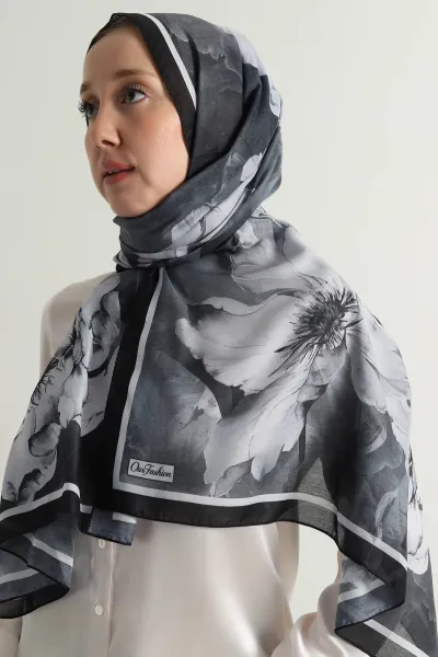 Antrasit 75x180 Cm Our Fashion Dijital Baskılı Desenli Soft Şal 396840