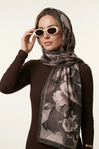 Antrasit 75x180 Cm Our Fashion Dijital Baskılı Desenli Soft Şal 408612