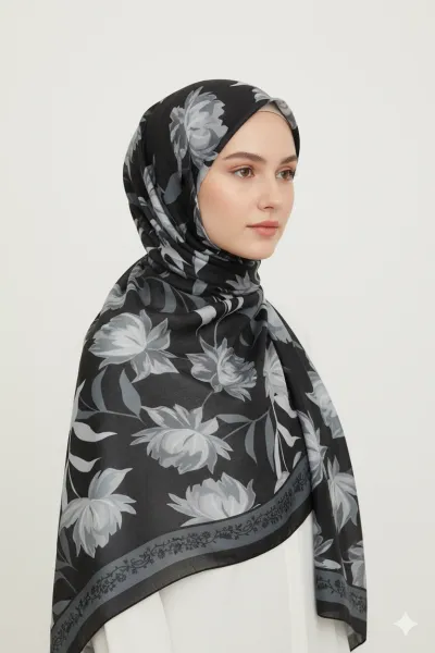 Antrasit 75x180 Cm Our Fashion Dijital Baskılı Desenli Soft Şal 408660