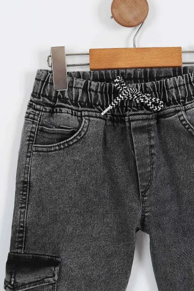 Antrasit (8-12 Yaş)Kargo Cepli Erkek Çocuk Kot Pantolon 330525