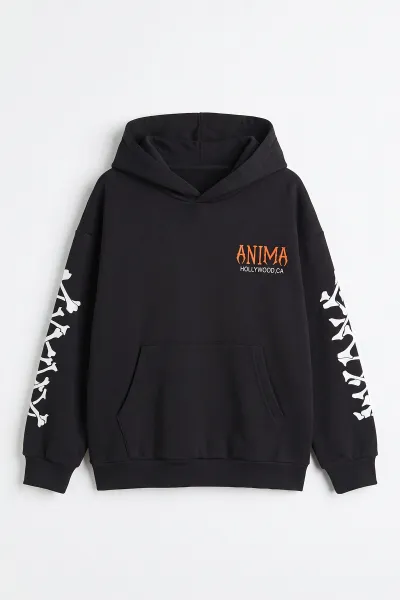 Antrasit (9-16 Yaş) Kapüşonlu İçi Şardonlu Erkek Çocuk Sweatshirt 500010