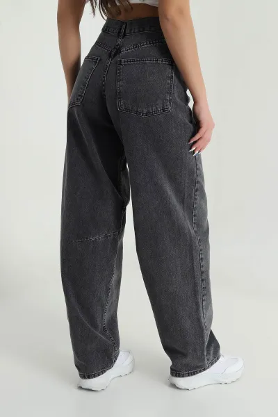 Antrasit Baggy Kadın Kot Pantolon 483923