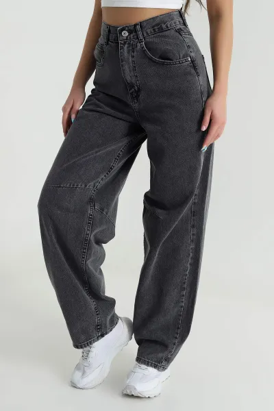 Antrasit Baggy Kadın Kot Pantolon 483923