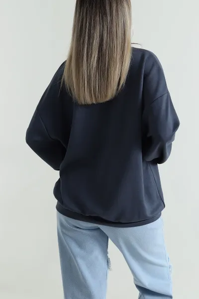 Antrasit Basic Modal Kadın Fermuarsız Sweat 487386