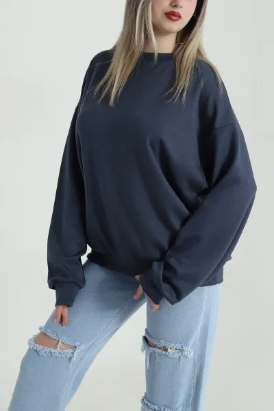 Antrasit Basic Modal Kadın Fermuarsız Sweat 487386