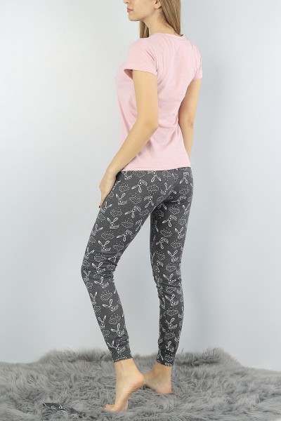 Antrasit Baskılı Bayan Pijama Takımı 54910