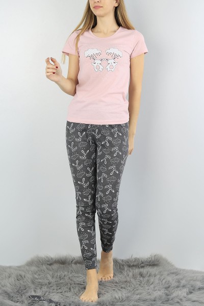 Antrasit Baskılı Bayan Pijama Takımı 54910