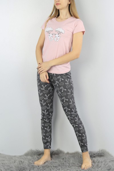 Antrasit Baskılı Bayan Pijama Takımı 54910