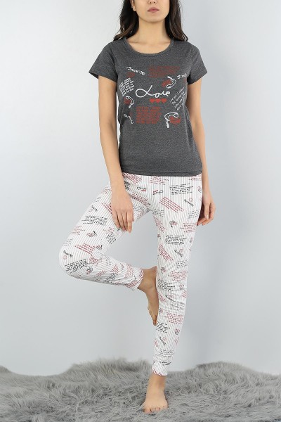 Antrasit Baskılı Bayan Pijama Takımı 54914