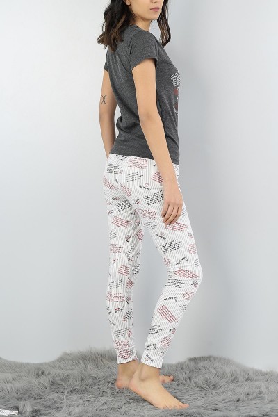 Antrasit Baskılı Bayan Pijama Takımı 54914