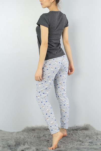 Antrasit Baskılı Bayan Pijama Takımı 54921