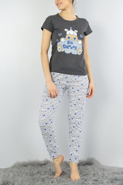 Antrasit Baskılı Bayan Pijama Takımı 54921