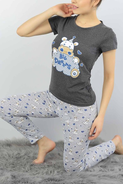 Antrasit Baskılı Bayan Pijama Takımı 54921