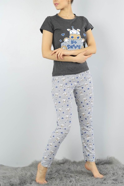Antrasit Baskılı Bayan Pijama Takımı 54921