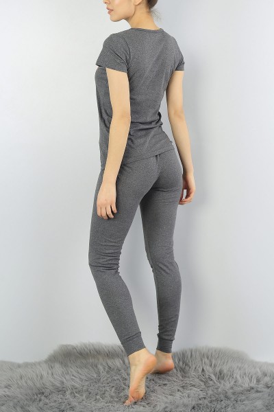 Antrasit Baskılı Bayan Pijama Takımı 54928