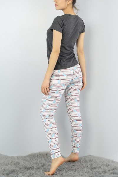 Antrasit Baskılı Bayan Pijama Takımı 54941