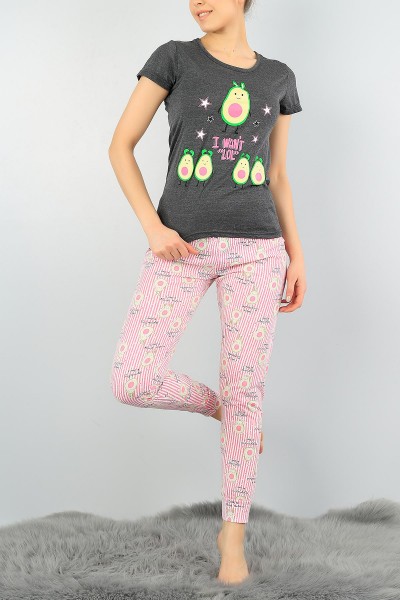 Antrasit Baskılı Bayan Pijama Takımı 58392