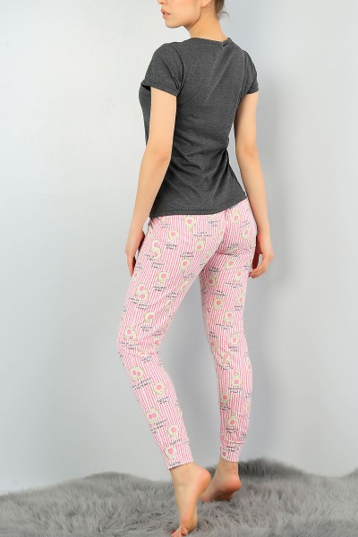 Antrasit Baskılı Bayan Pijama Takımı 58392