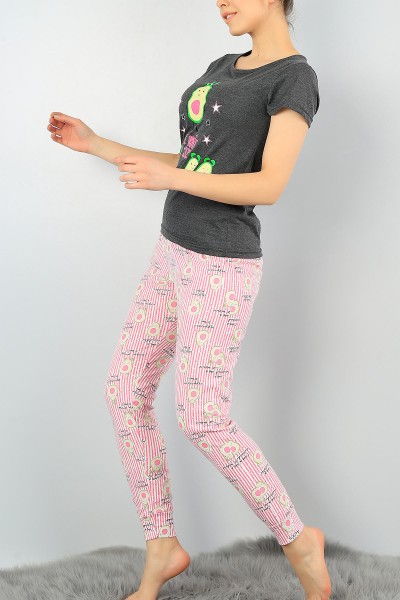 Antrasit Baskılı Bayan Pijama Takımı 58392