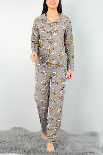 Antrasit Baskılı Bayan Pijama Takımı 61623