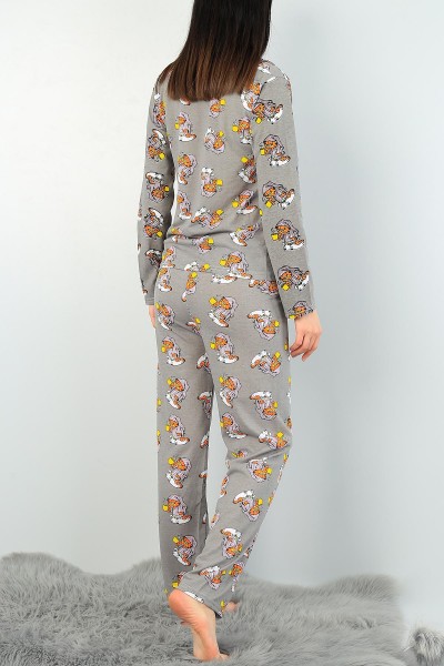 Antrasit Baskılı Bayan Pijama Takımı 61623