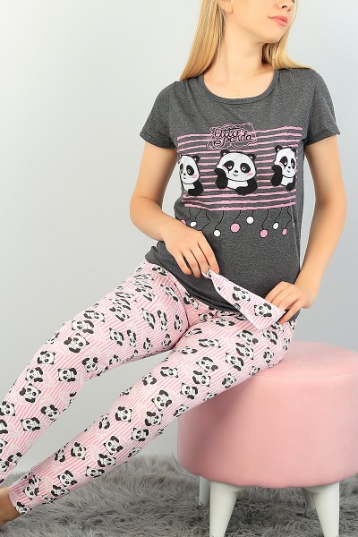 Antrasit Baskılı Bayan Pijama Takımı 73453