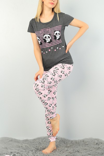 Antrasit Baskılı Bayan Pijama Takımı 73453