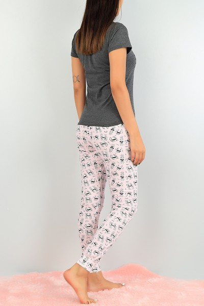 Antrasit Baskılı Bayan Pijama Takımı 73473