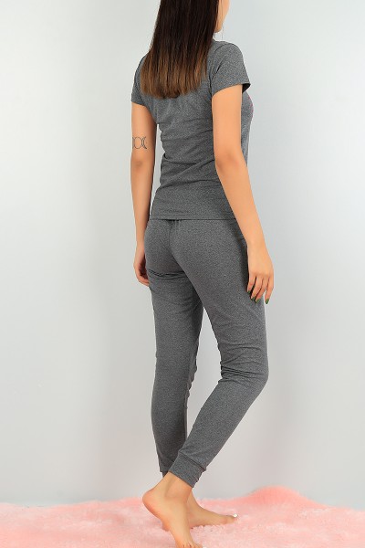 Antrasit Baskılı Bayan Pijama Takımı 73483