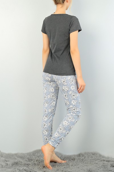 Antrasit Baskılı Bayan Pijama Takımı 73502