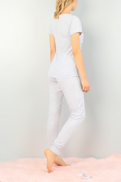 Antrasit Baskılı Bayan Pijama Takımı 73503