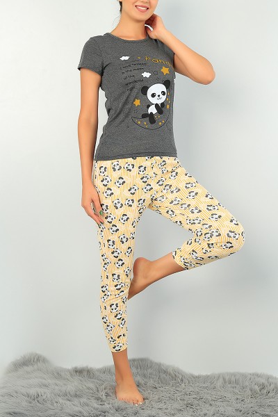 Antrasit Baskılı Bayan Pijama Takımı 73548