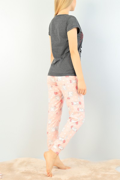Antrasit Baskılı Bayan Pijama Takımı 73586