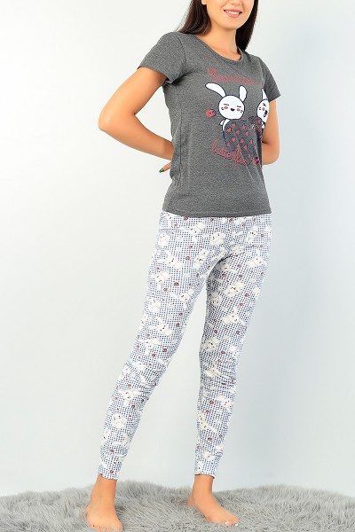 Antrasit Baskılı Bayan Pijama Takımı 73593
