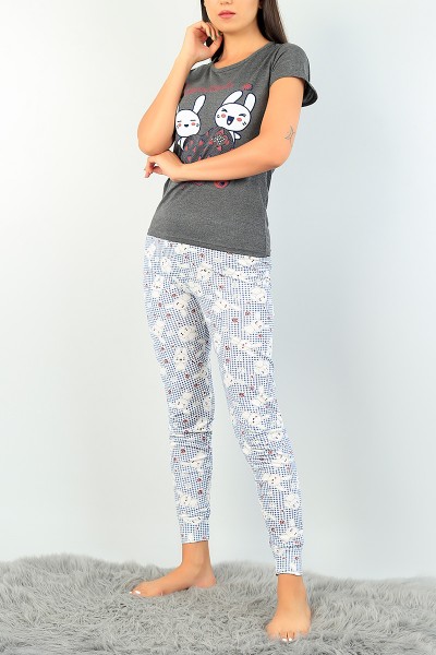 Antrasit Baskılı Bayan Pijama Takımı 73593