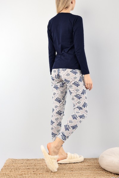 Antrasit Baskılı Bayan Pijama Takımı 89432