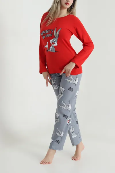 Antrasit Baskılı Kadın Pijama Takımı 488222