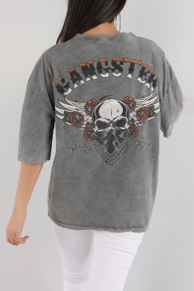 Antrasit Batik Yıkamalı Oversize Tİşört 166165