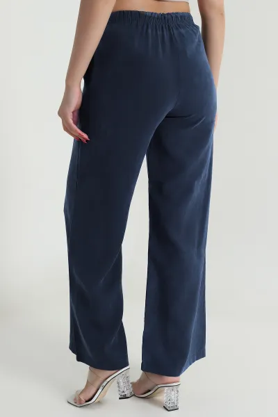 Antrasit Bel Lastikli Cepli Tencel Kadın Pantolon 476600