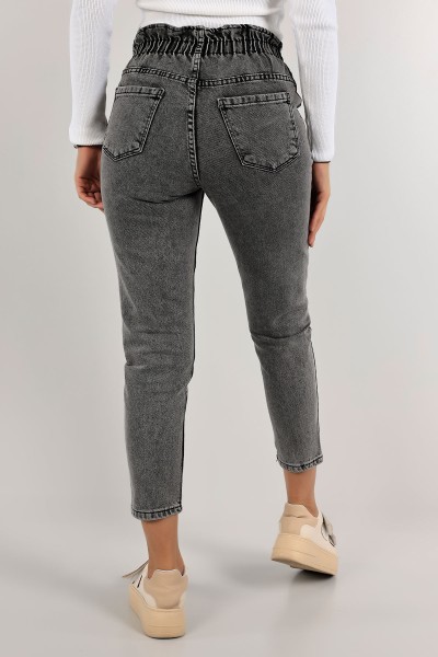 Antrasit Beli Lastikli Mom Kot Pantolon 134623