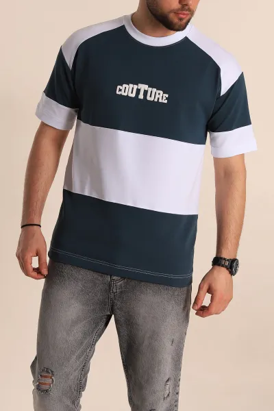 Antrasit Beyaz Oversize İki İp Yazı Detay Erkek Tişört 266868