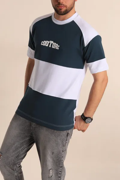 Antrasit Beyaz Oversize İki İp Yazı Detay Erkek Tişört 266868