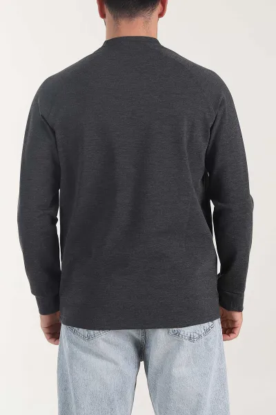 Antrasit Bisiklet Yaka Uzun Kollu Erkek Sweatshirt 408026