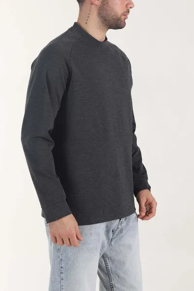Antrasit Bisiklet Yaka Uzun Kollu Erkek Sweatshirt 408026