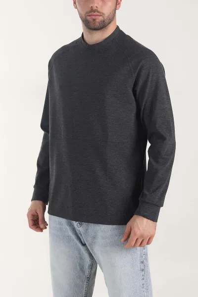 Antrasit Bisiklet Yaka Uzun Kollu Erkek Sweatshirt 408026